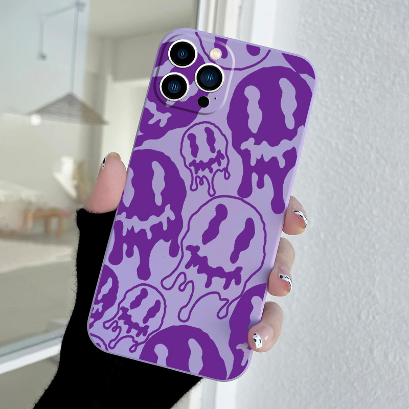 

Cartoon Printed Purple Phone Case For 14 13 12 11 Xs Xr X 7 8 Plus Pro Max Mini