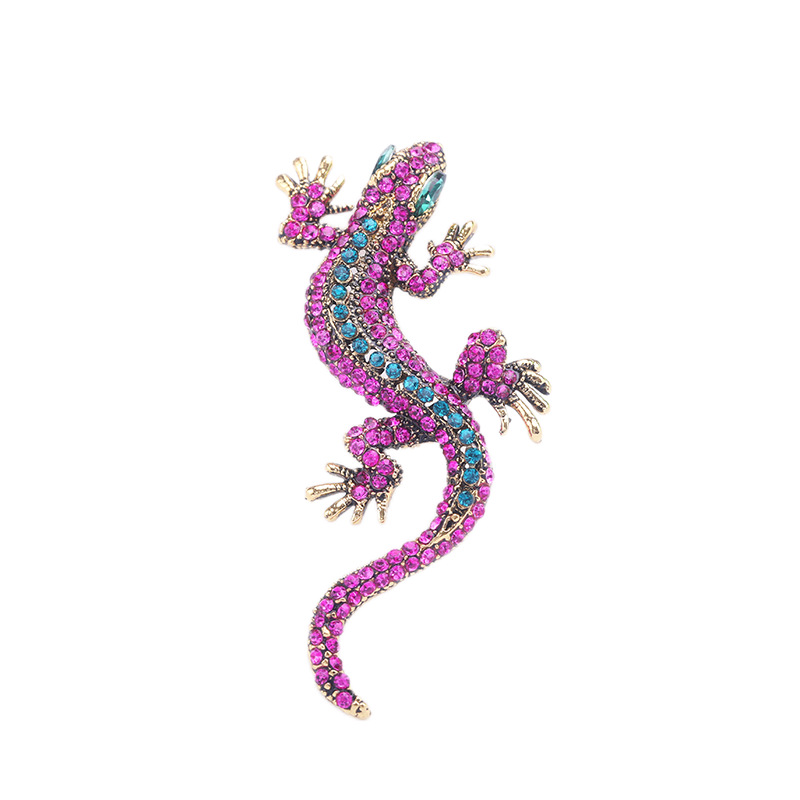 Vintage Rhinestone Lizard Brooch Creative Animal Pin With - Temu