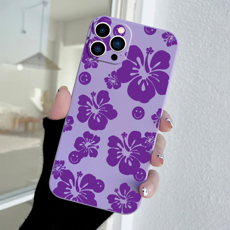 

Flower Printed Purple Phone Case For Iphone 14 13 12 11 Xs Xr X 7 8 Plus Pro Max Mini