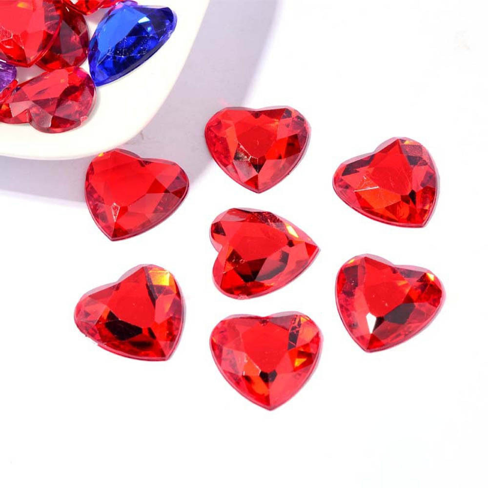 Ruby Red Acrylic Hearts Gemstone