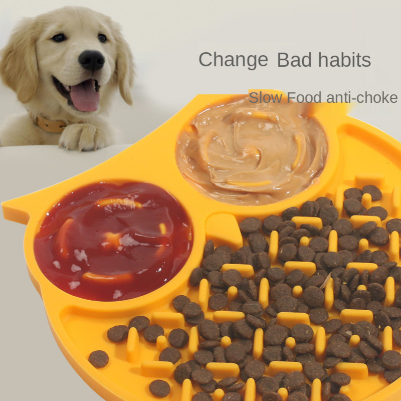 Cute Dinosaur Shape Silicone Pet Slow Food Mat Licking Bowl Suction Cup