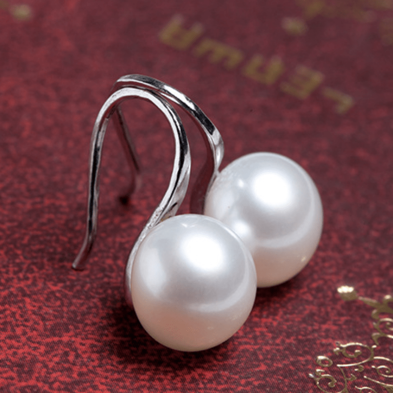 Pearl Dangle Hook Earrings Freshwater Cultured White Pearl Fishhook  Earrings Sterling Silver Drop Earrings Jewelry Gifts for Women Girls Wife