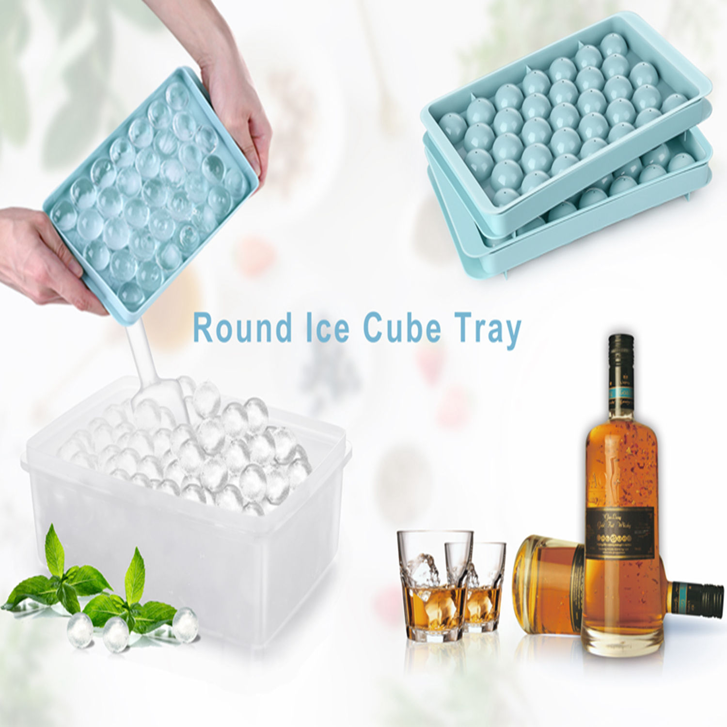 Mini Ice Cube Trays 2 Pack, Crushed Ice Tray For Freezer, Easy Release Small  Ice Cube Tray