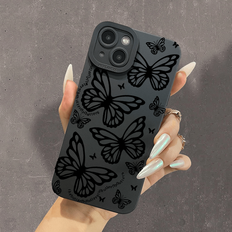 Comprar Funda de teléfono de cristal con patrón de mariposa 3D para iPhone  15 14 Pro Max 13 12 11, funda protectora colorida a prueba de golpes con  cuerda de mano