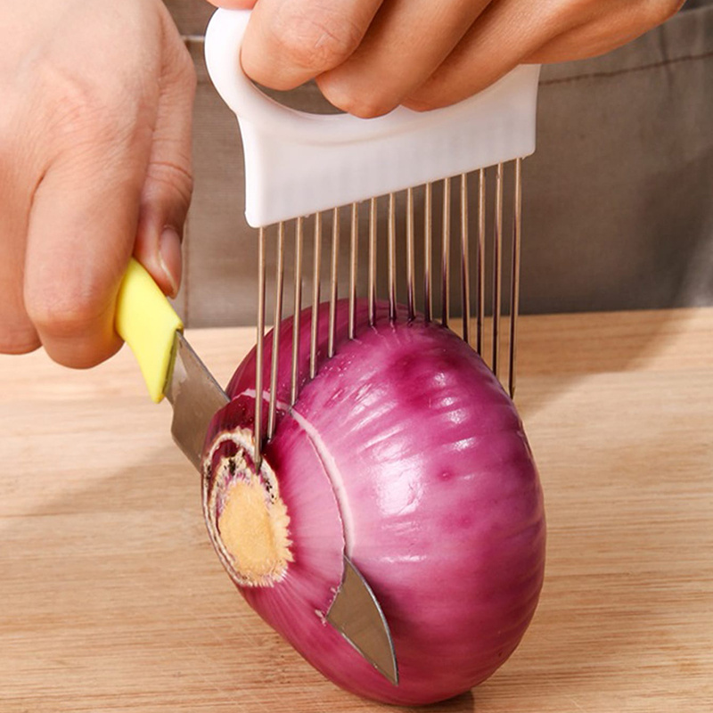 Stainless Steel Onion Slicer Holder, Multipurpose Meat Tenderizers,  Vegetable Potato Tomato Lemon Cutting Tool, Full Grip Handle, Kitchen  Gadget - Temu