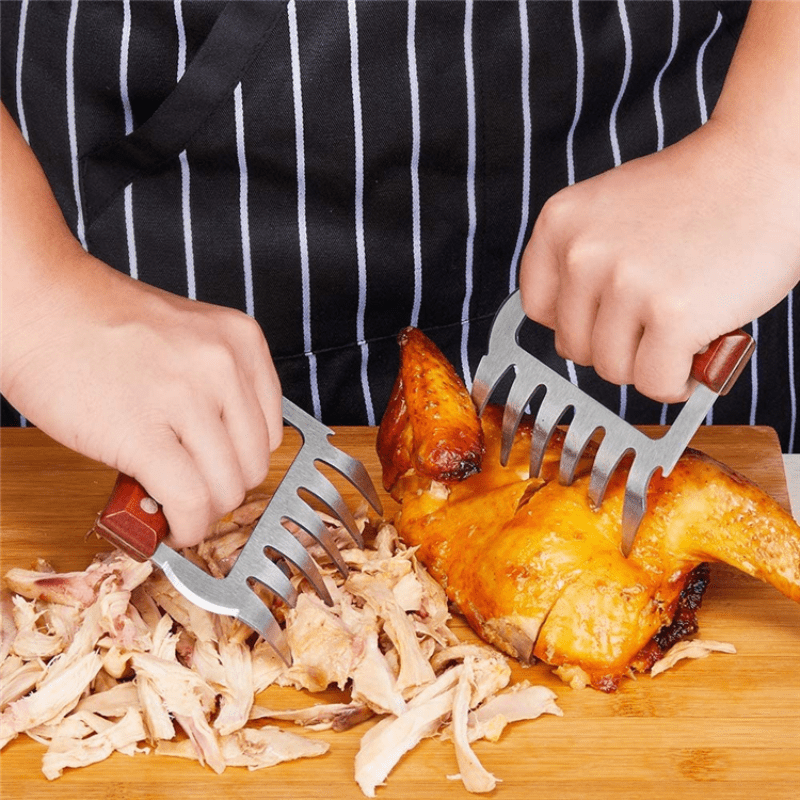 Stainless Steel Chicken Shredder Bear Claws With Wooden Handle