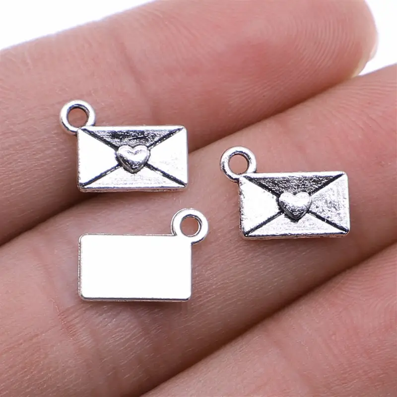 Lot Love Letter Charms Antique Silvery Envelop Pendant With - Temu