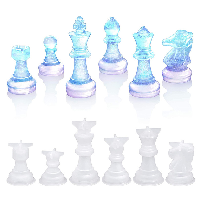 6 Teile/satz DIY Schach Stück Kristall Epoxidharz Form Königin König  Dreidimensionale Schach Stück Silikon Form Für DIY Harz Schach Stück  Anhänger