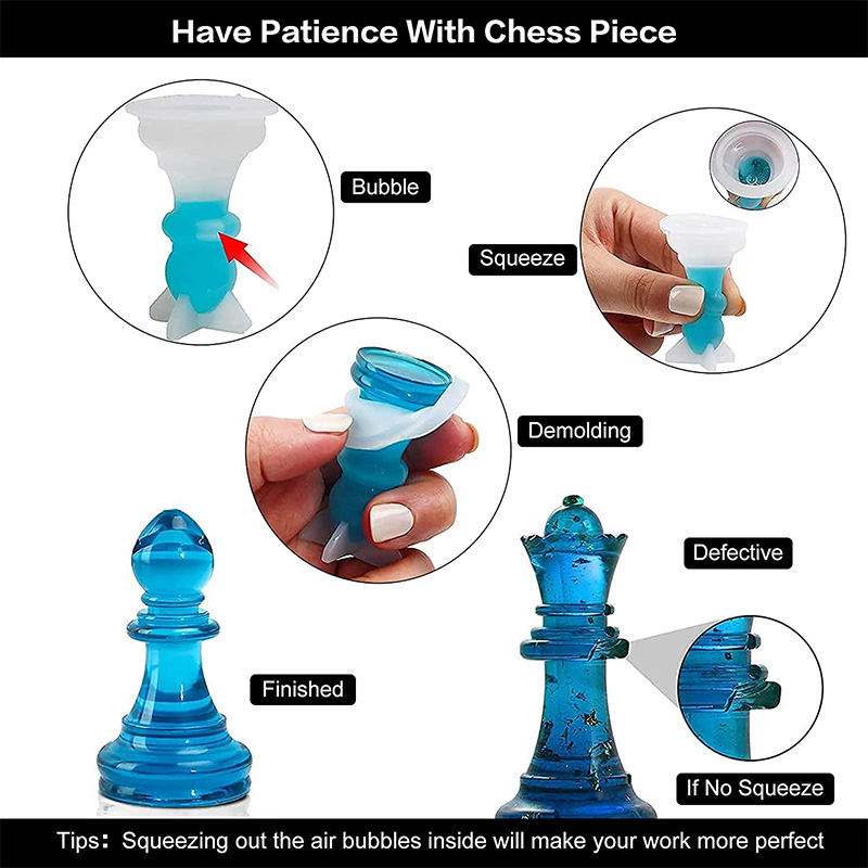 Diy Chess Piece Crystal Epoxy Resin Mold Queen King - Temu