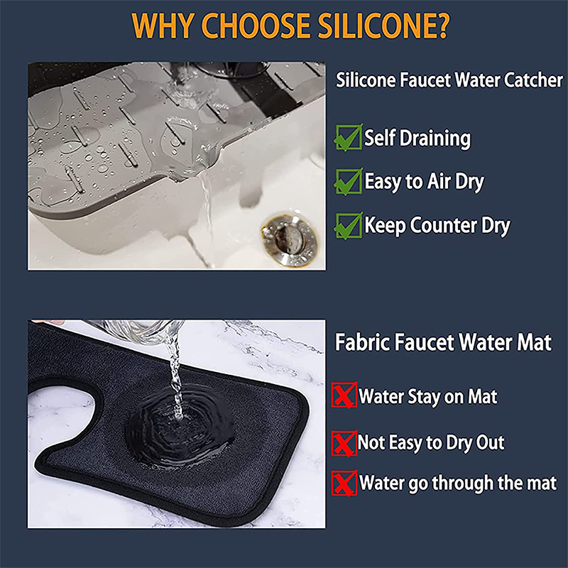 Self Draining Silicone Dish Drying Mat 16 x 12 Twin Pack