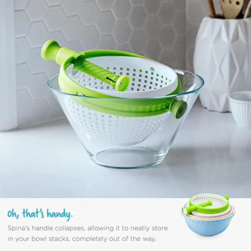 Collapsible Salad Spinner - Non-scratch Nylon Spinning Colander