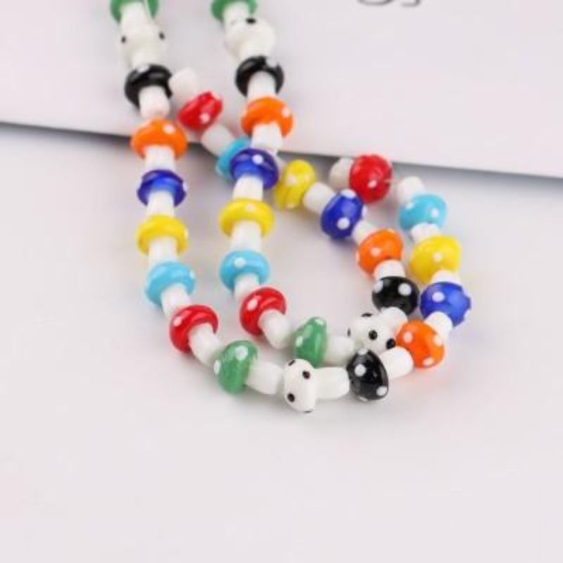 Mixed Color Mushroom Shaped Colored Glaze Beads DIY Loose Beads For Making  Necklace Bracelet Jewelry Accessories