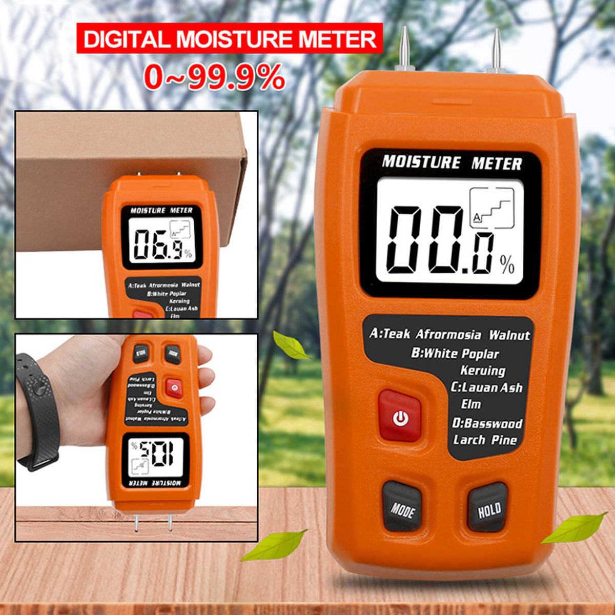 Proster Medidor de humedad de madera – Detector digital de humedad probador  de humedad, detector de fugas de agua tipo pin probador de humedad para