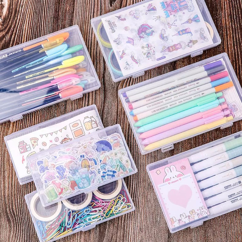 Transparent Plastic Pencil Box School Office Supplies - Temu