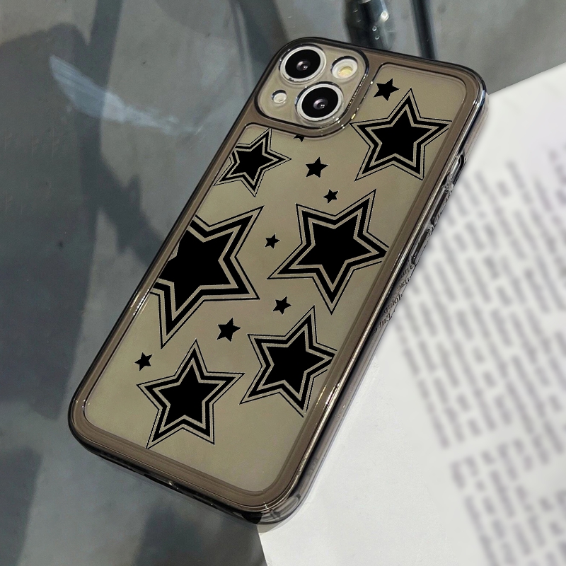 Grey Black Star Pattern Phone Case Iphone 11 12 13 14 Pro - Temu