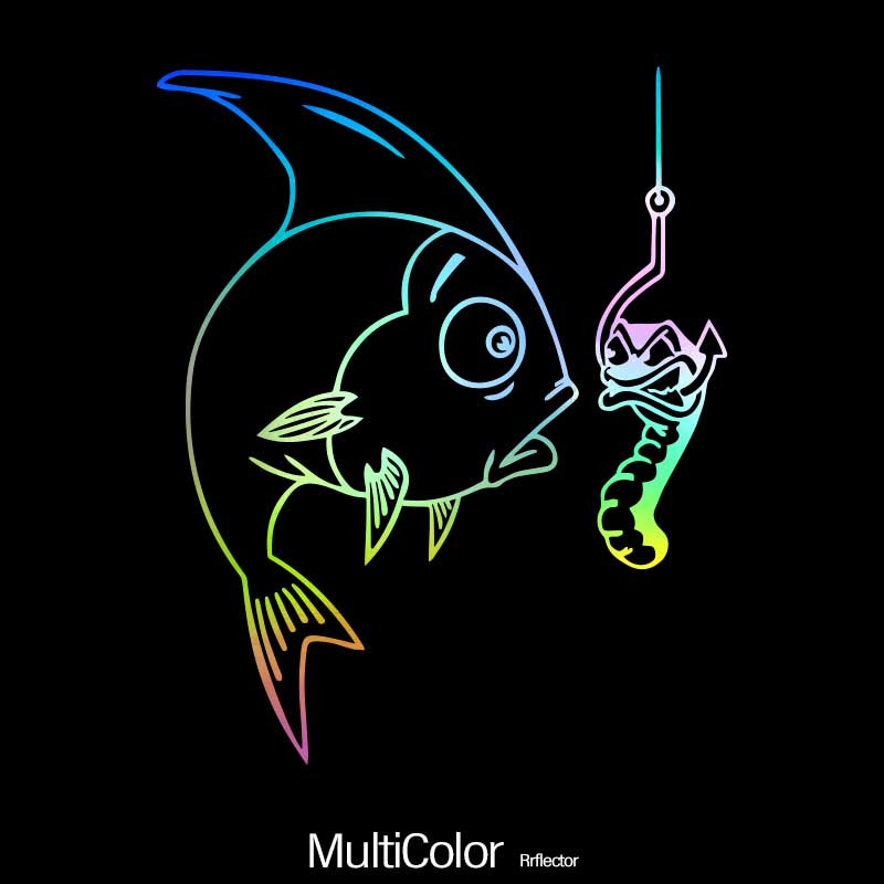 S-Multicolor 1PC Fish Fishing Car Decoration Accessories Car Window Vinyl  Decal Sticker