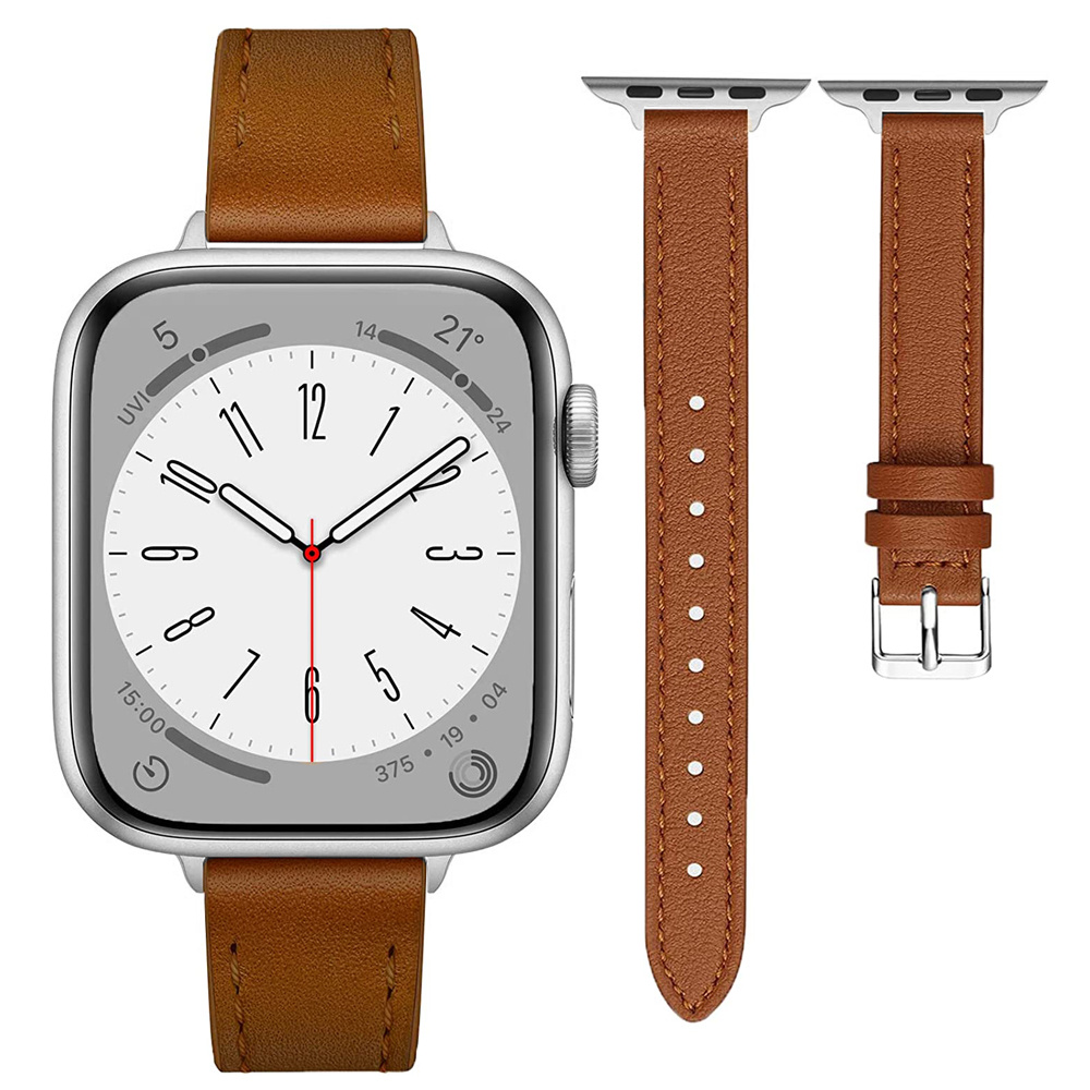 Luxury Slim Leather Strap For Apple Watch Band 49mm 41mm 45mm 38mm