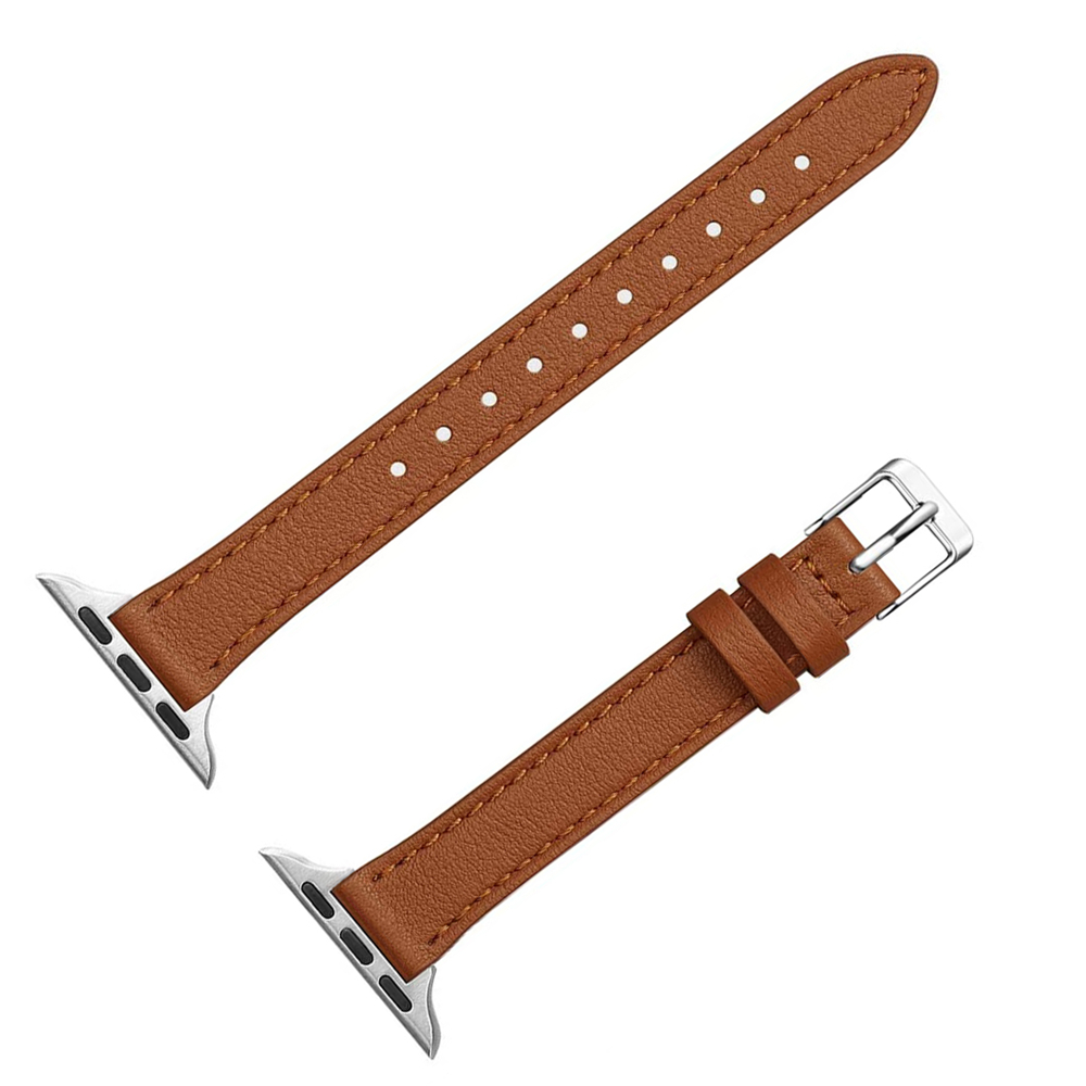 Leather Perforated Smart Watch Strap Compatible With Watch38mm40mm41mm  42mm44mm45mm49mm Genuine Slim Leather Replacement Watch Band For Women  Iwatch Ultra Series 8 7 6 5 Se 4 3 2 1, Shop On Temu And start Saving