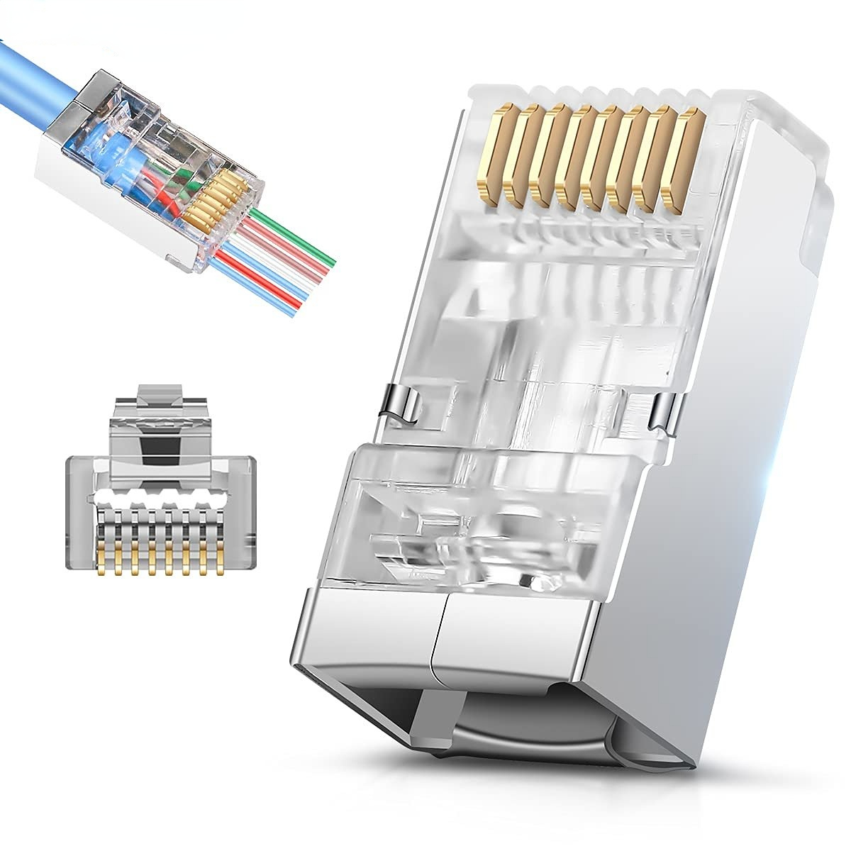 Conector Plug RJ45 Blindado Para Cable UTP - Ja-Bots