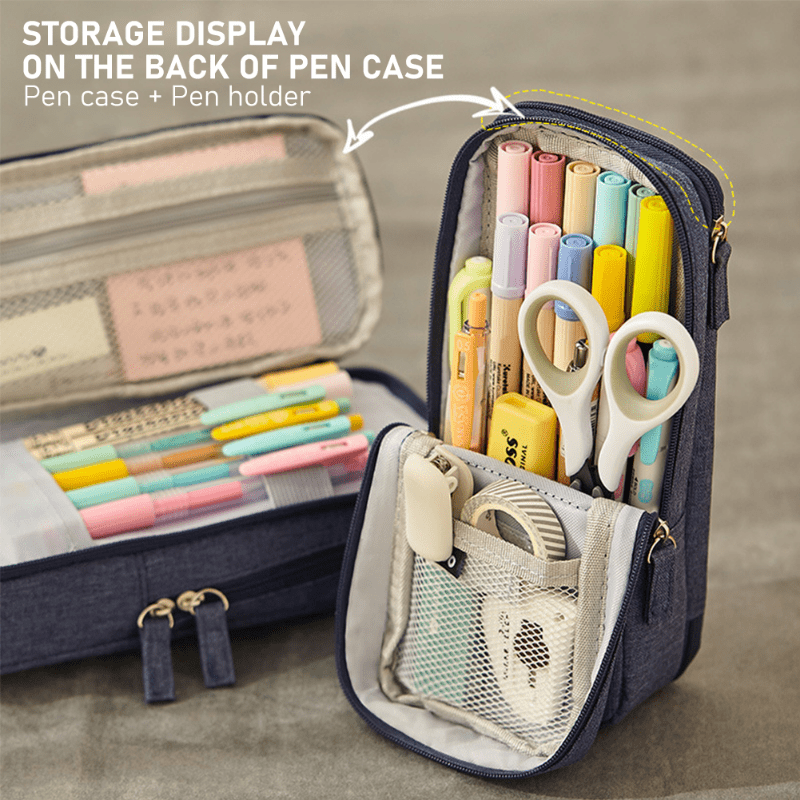 Big Capacity Pencil Case 3 Compartments Large Pencil Pouch Pen Bag Pencil  Box Holder Organizer Simple Storage Aesthetic Stationery Cosmetic for  Adults