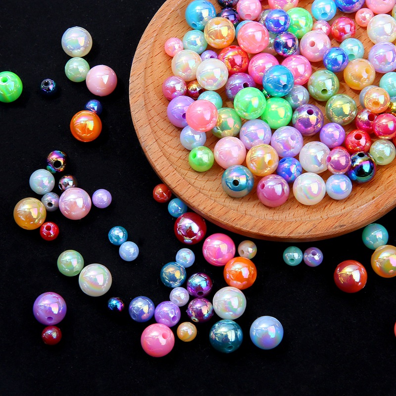 Mix Size Beads With Hole Colorful Pearls Round Acrylic - Temu