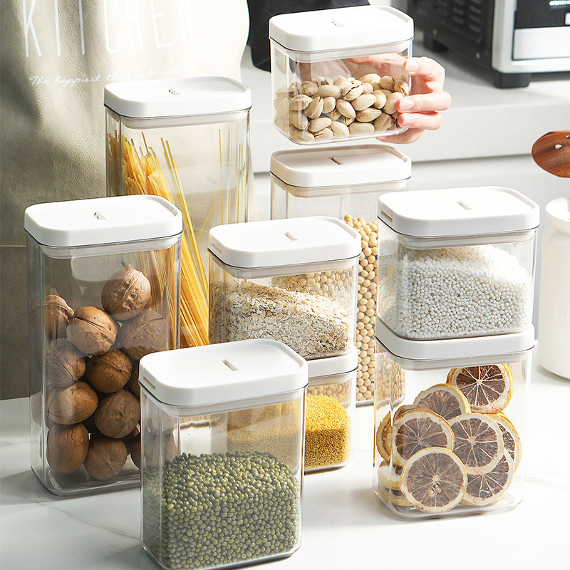 Contenedores herméticos de almacenamiento de alimentos, caja de  almacenamiento de plástico para cocina, dispensador de cereales