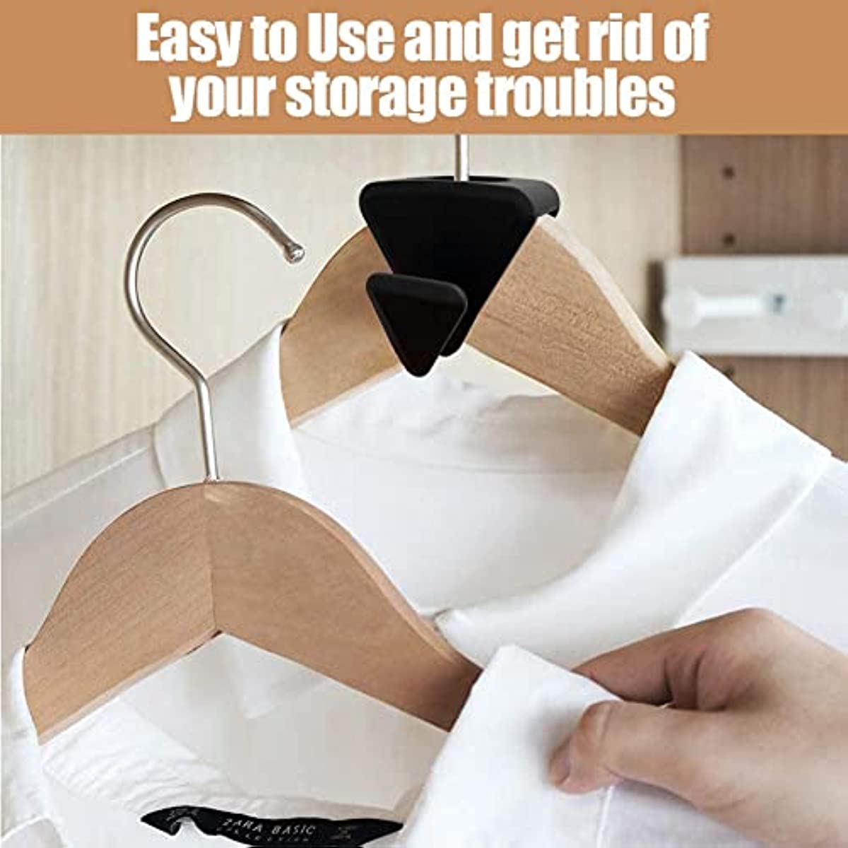Triangles Hanger Hooks, Space Saving Hanger Hooks for Organizer Closet Clothes Hanger Connector Hooks to Create Up to 5X More Closet Space Fits All