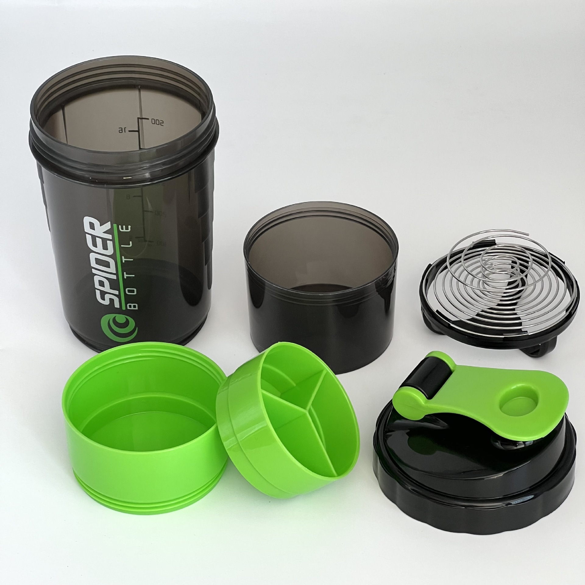 spider Smart Protein Shaker Bottle for gym with 2 Storage Extra