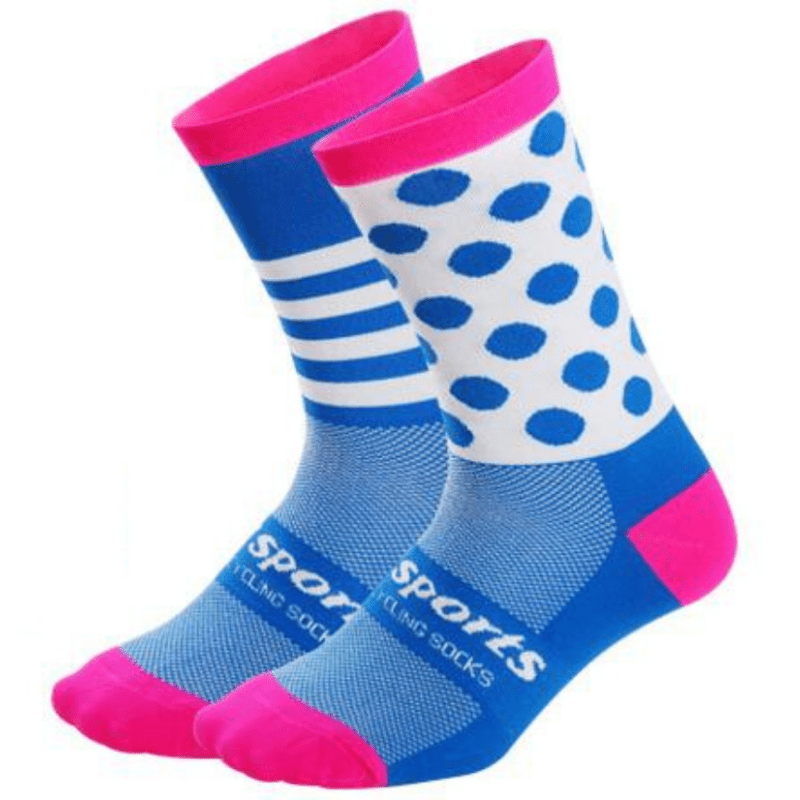 Chaussettes Cyclisme Unisexes QT, Bleues, Antidérapantes, Taille 7.5-10 (40-45)