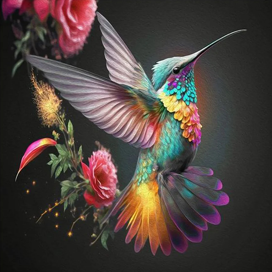River Flowers Hummingbird, 5D Diamond Painting Kits