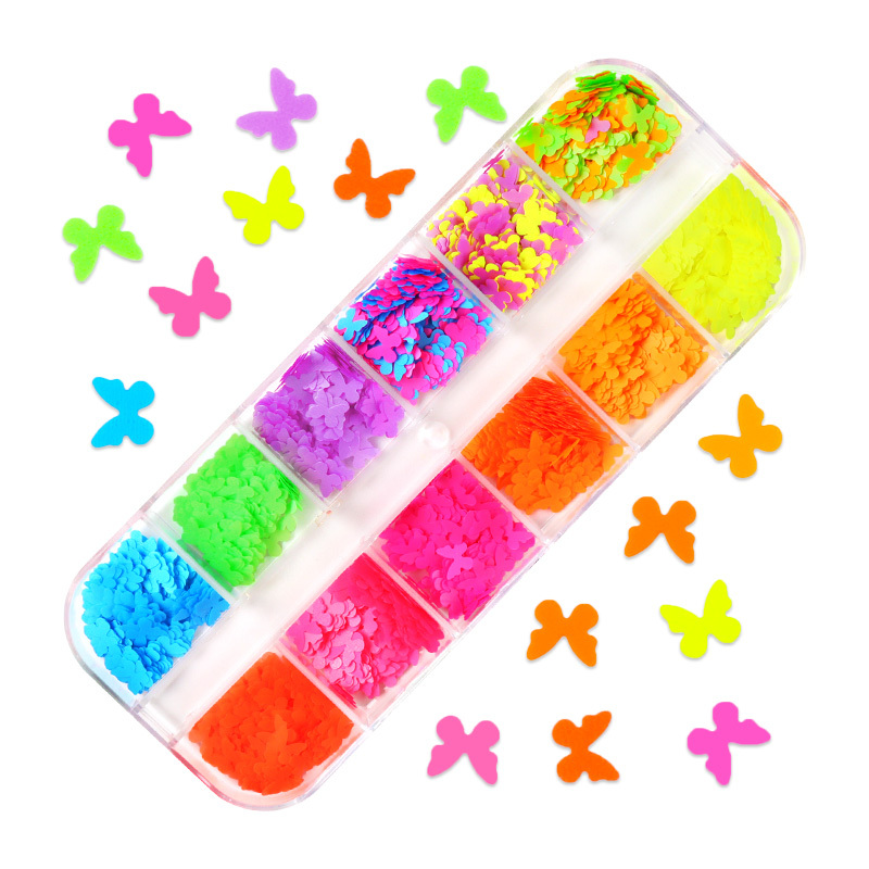 Neon Star Nail Glitter Fluorescent Gel Nails Decoration