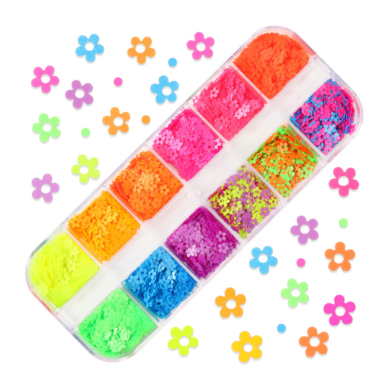 Neon Star Nail Glitter Fluorescent Gel Nails Decoration