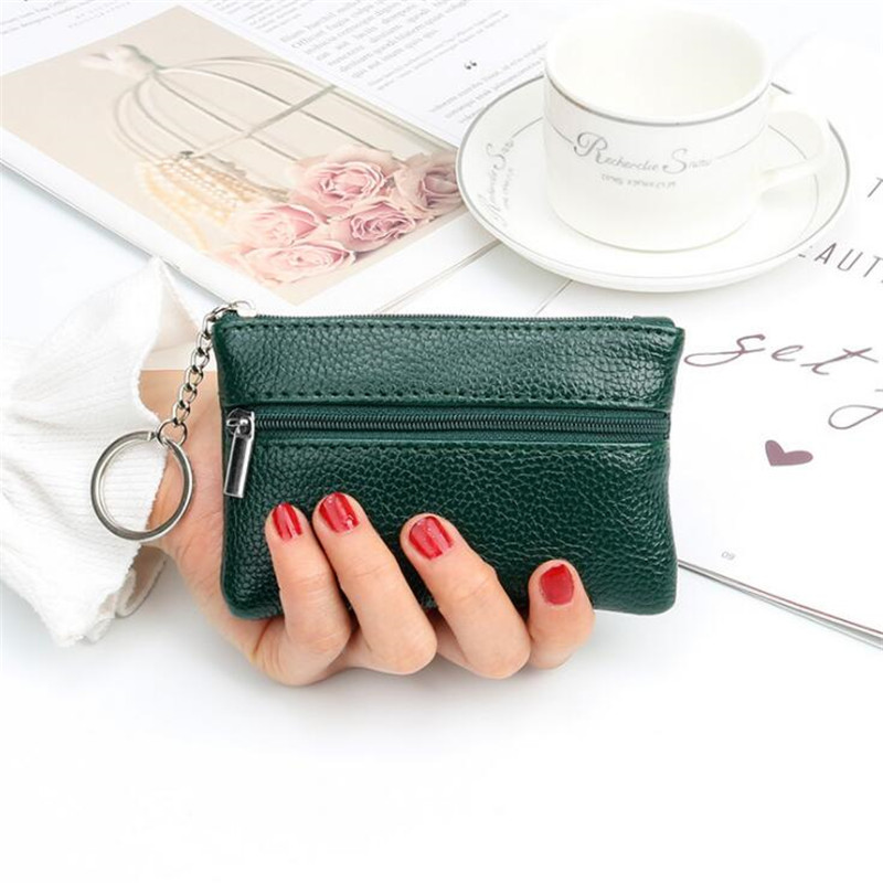 Mini Minimalist Coin Purse Versatile Clutch Wallet Simple Solid Color Wallet  With Keyring, Quick & Secure Online Checkout
