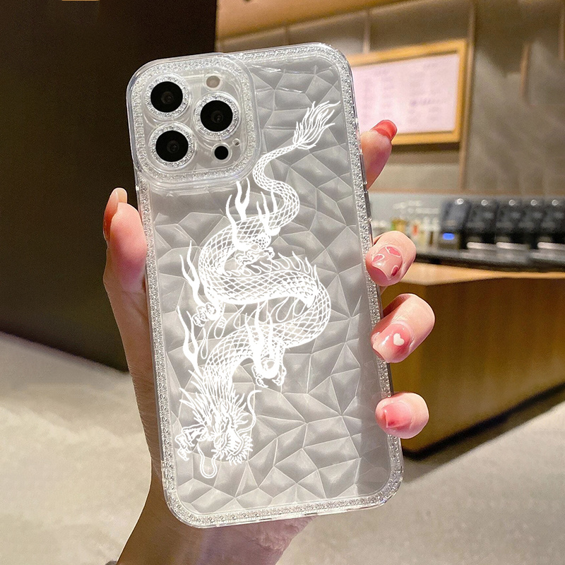 

Premium Dragon Bling Transparent Silicon Phone Case For Iphone 14/13/12/11/x/xs/7plus - Durable And Stylish Protection For Men, Women, Boys, And Girls