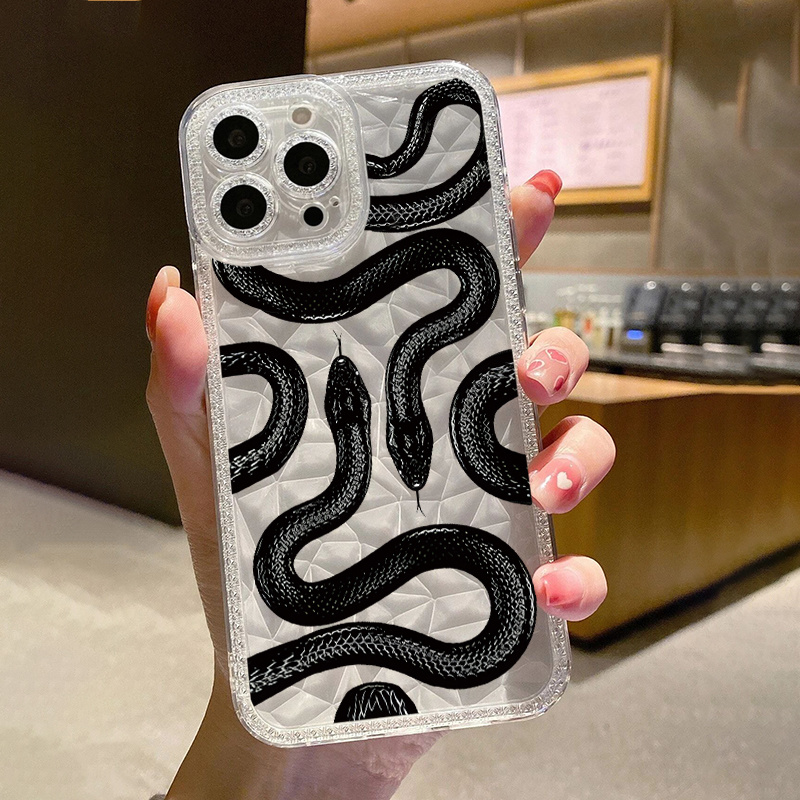 TPU Clear Case for iPhone 13 Pro Max with Flower Snake design phone cover 