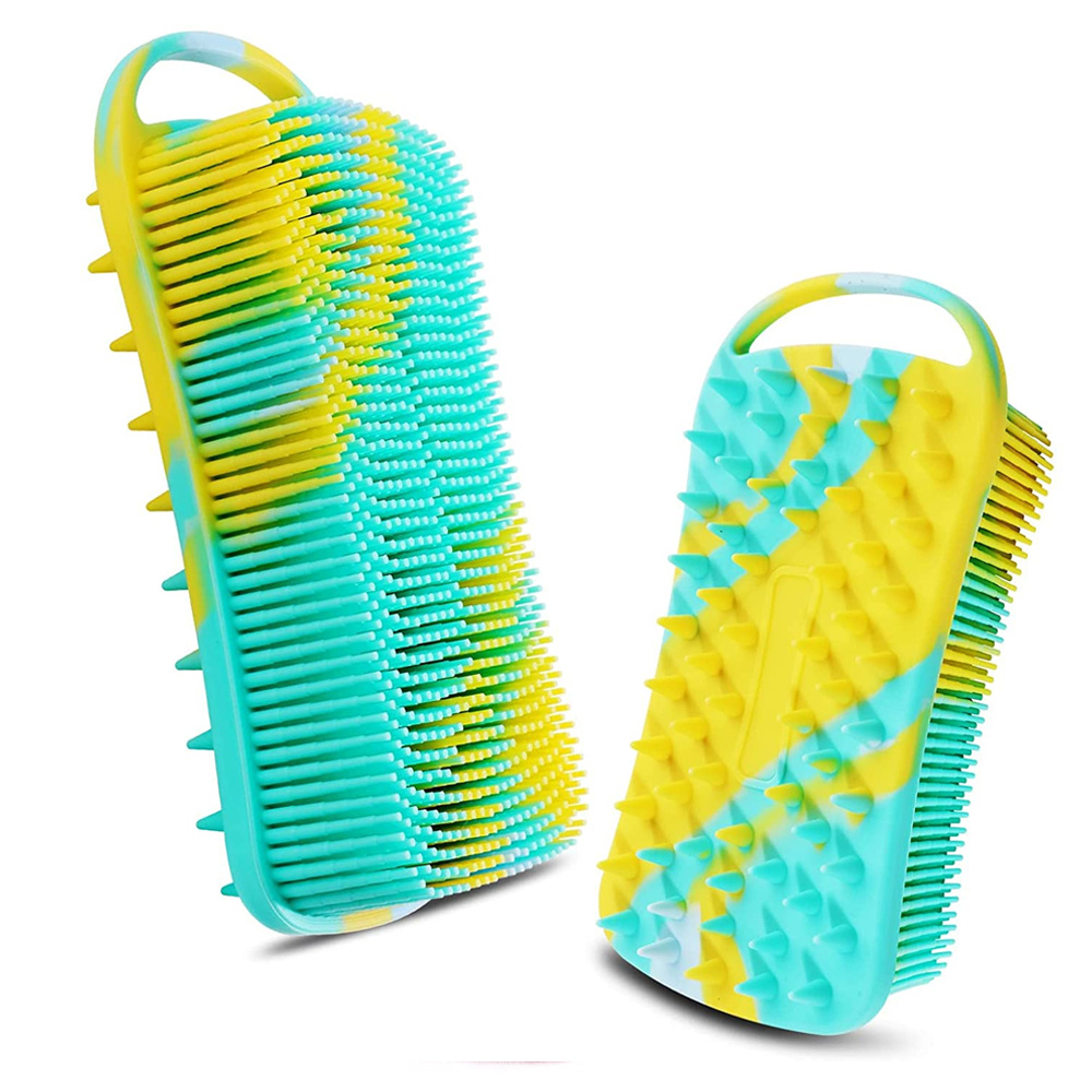 2 In 1 Bath And Shampoo Brush, Silicone Body Scrubber For Use In