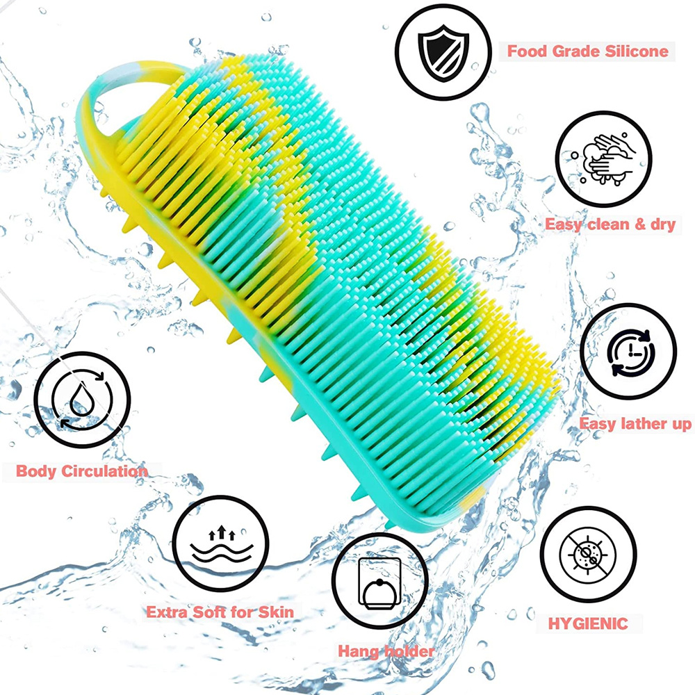 2 In 1 Bath And Shampoo Brush, Silicone Body Scrubber For Use In
