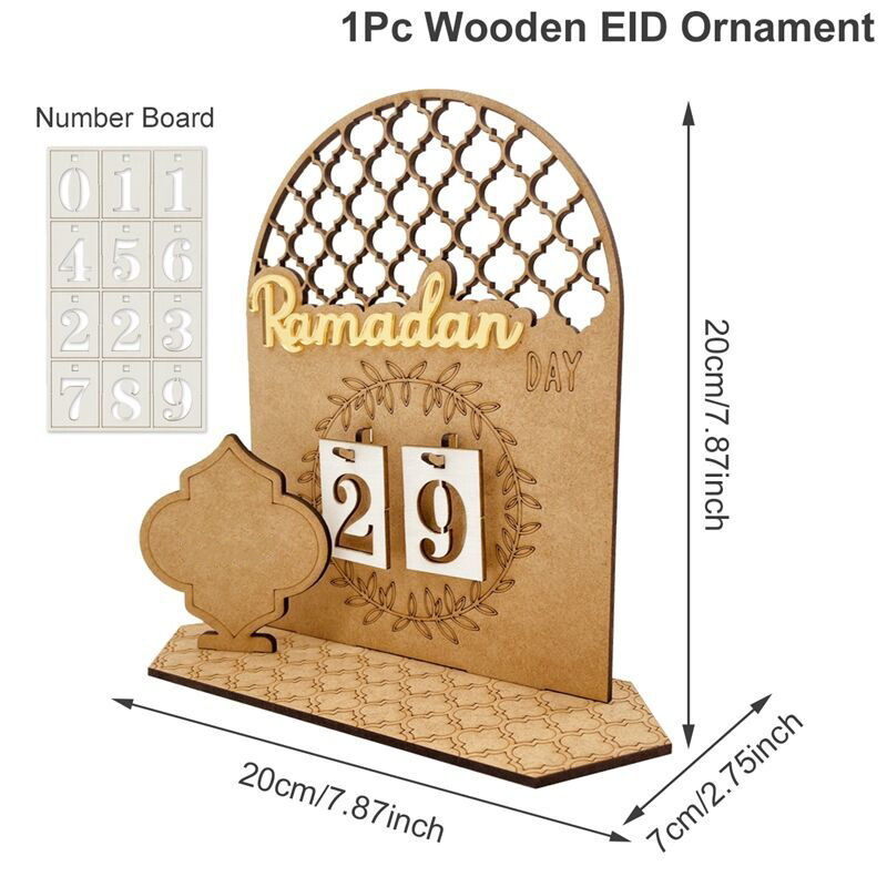 Prix réduit Ramadan Compte à rebours Calendrier Eid Moubarak Décoration  ornementale en bois. Offre de 36 %