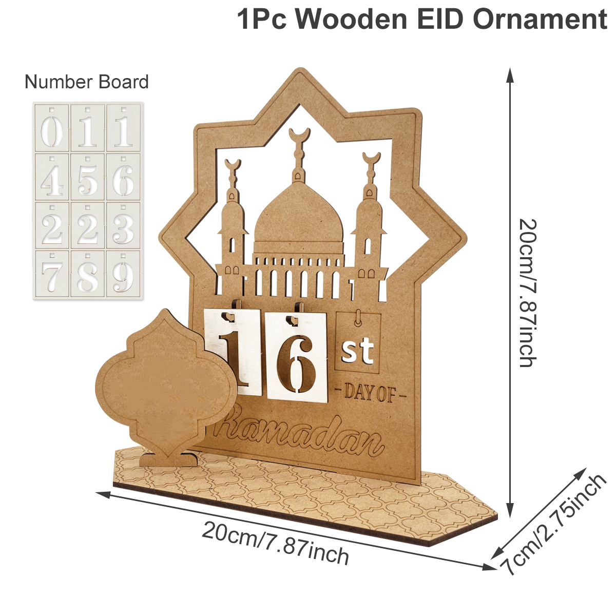 Acheter Calendrier de compte à rebours du Ramadan en bois, calendrier  rotatif du jour du Ramadan, ornement de fête Eid Mubarak, décoration de la  maison