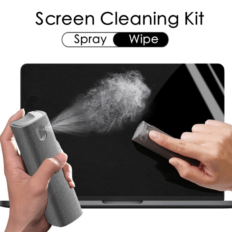 Kit per la pulizia dello schermo con 30ml di Spray, un panno in microfibra  e 10 salviette umidificate