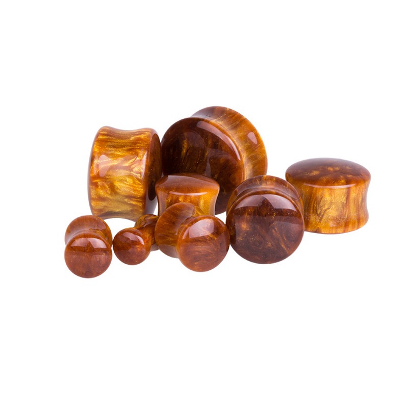 Creative Brown Acrylic Round Ear Plugs for Men