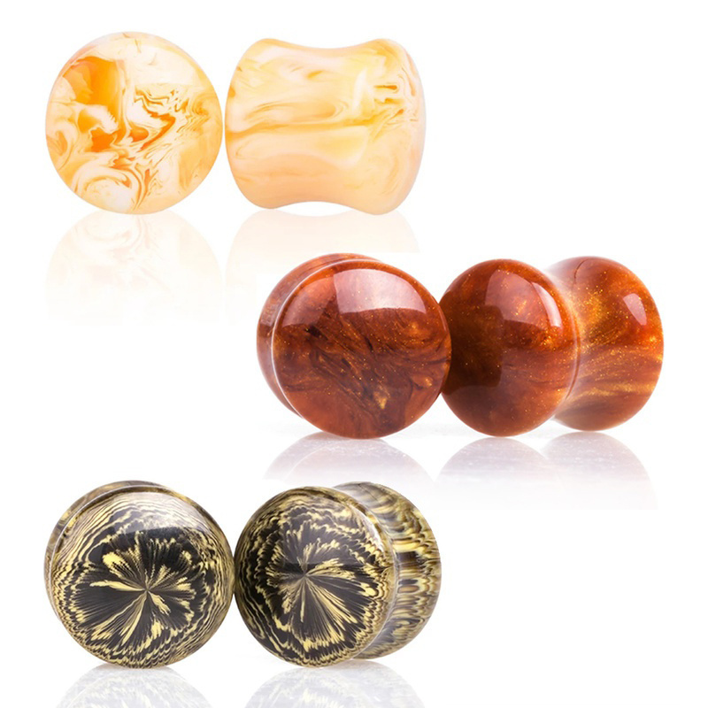 Creative Brown Acrylic Round Ear Plugs for Men