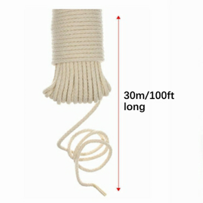 1pc Natural Cotton Braided Rope, Multipurpose, Clothesline - 0.15 Inch X 50  Feet, 0.15 Inch X 100 Feet, Diy Braided Rope, Natural