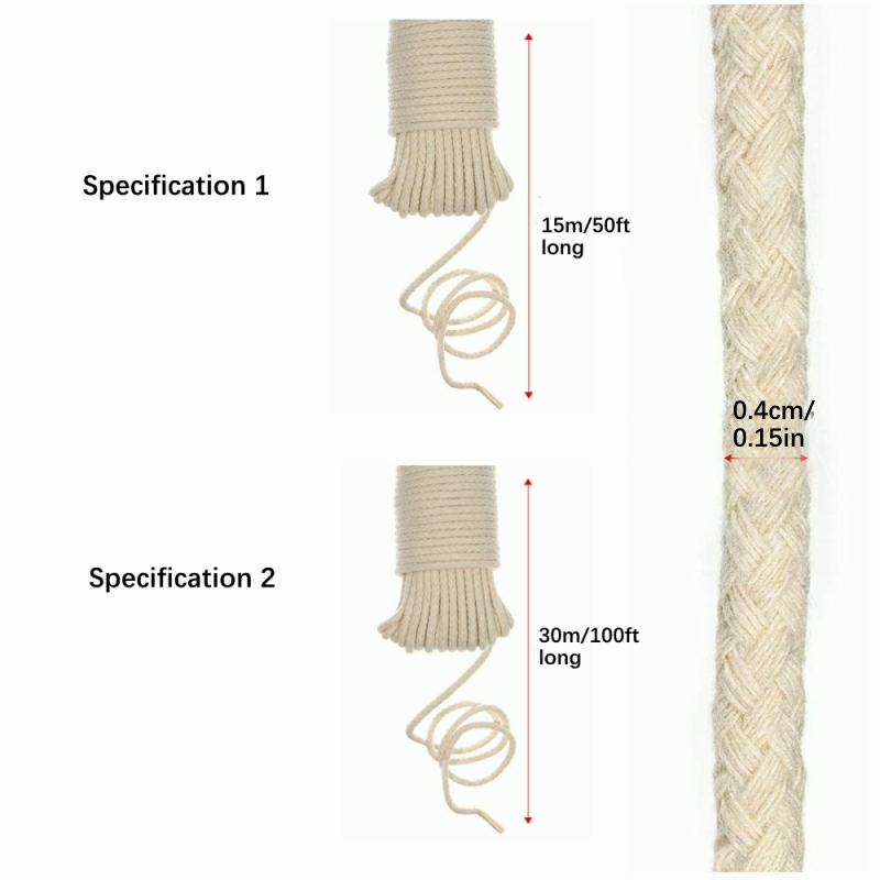 50ft Cotton Braided Clothes Line Rope (3/16-inch)