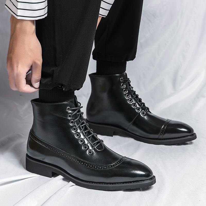 Men's Pointed Toe Chukka Boots High Top Ankle Dress Boots - Clothing ...
