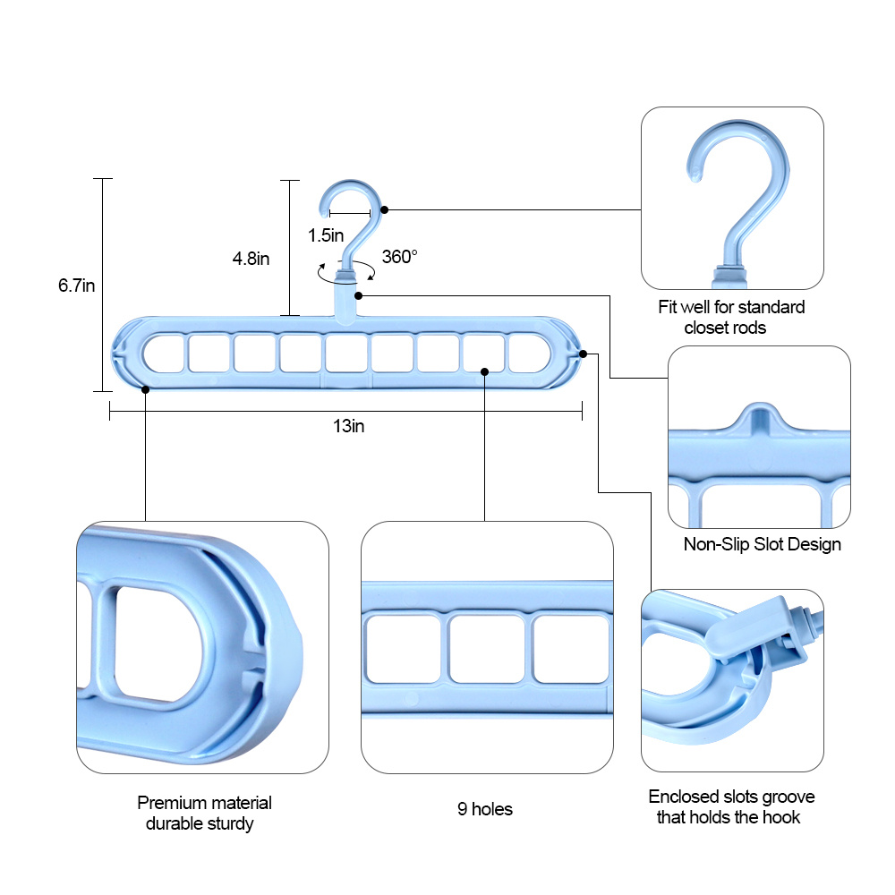 Space Saving Clothes Hanger Racks 9 Ports Drying Clothes - Temu