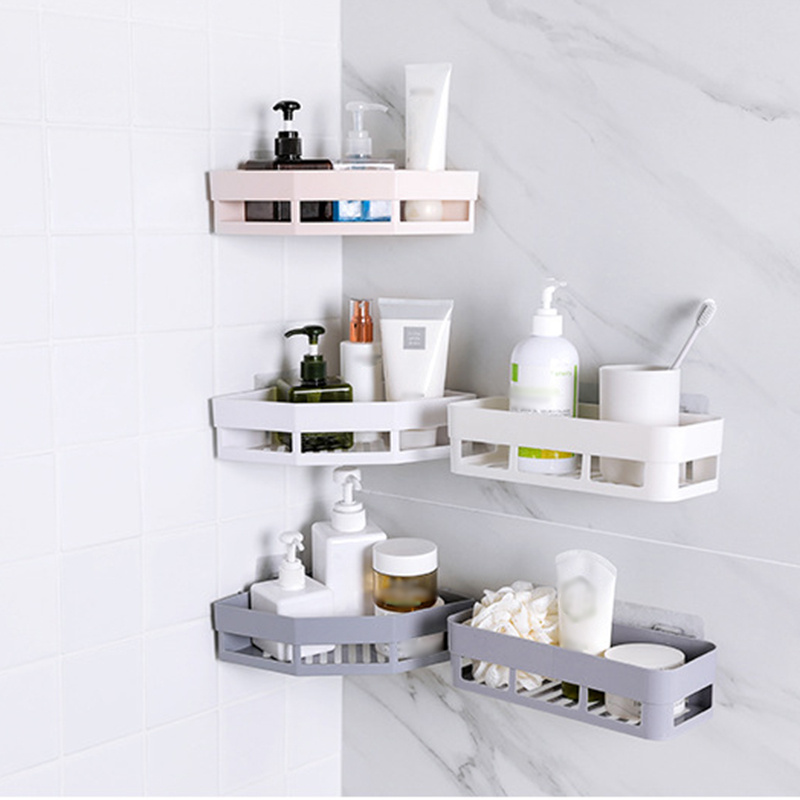 Corner shower rack plastic white shower suction cup rack suitable for  kitchen and bathroom, no drilling required, detachable - AliExpress