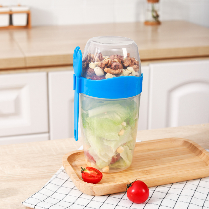 Breakfast On The Go Cups,Yogurt Portable Cups Large Capacity Sealed Double  Layer Food Container With Cereal Oatmeal or Fruit Container