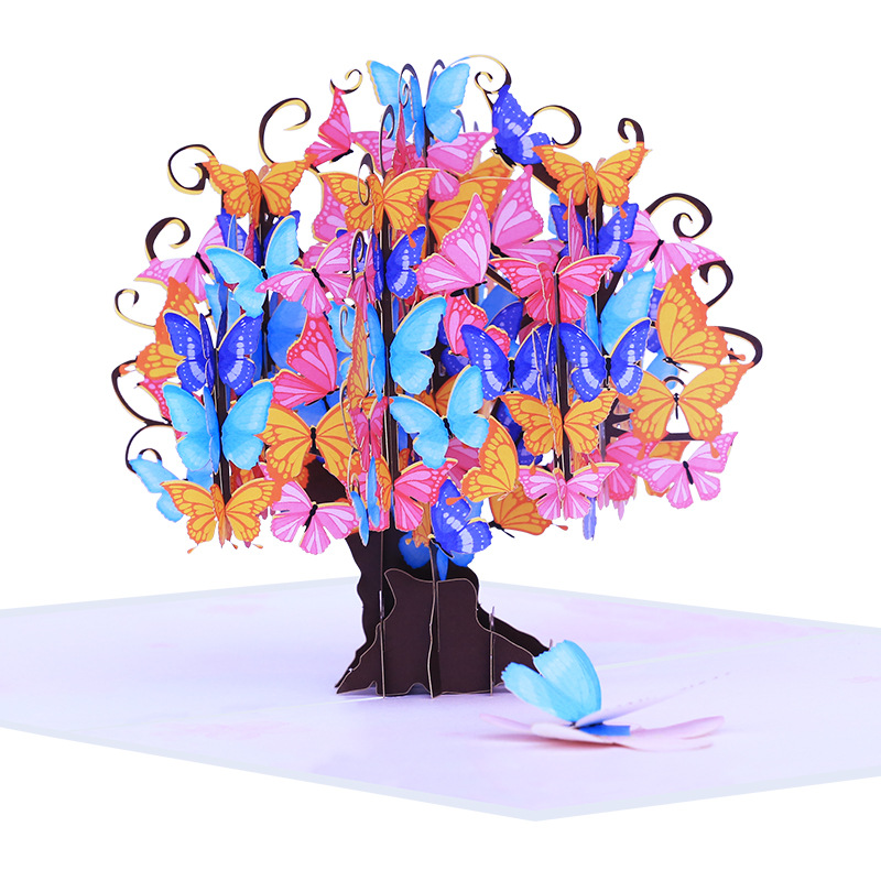 Carte de voeux 3D de papillons colorés Pop-up Card