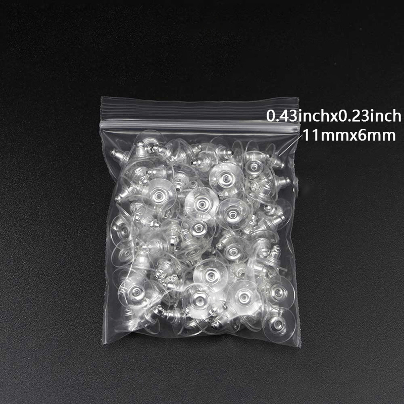 100pcs/bag 6*10mm clear plastic earring backs